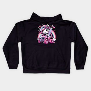 Monster Truck Unicorn Birthday Party Monster Truck Girl Kids Hoodie